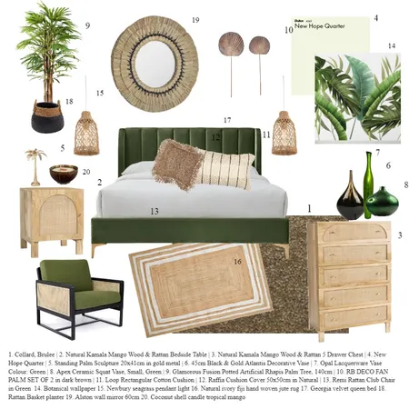 tropical master bedroom Interior Design Mood Board by Tunde H on Style Sourcebook