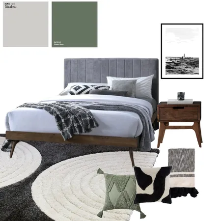 Franki 2PCE DOUBLE Headboard and Bed Base Bundle | Walnut & Grey Interior Design Mood Board by caitlinb2c on Style Sourcebook