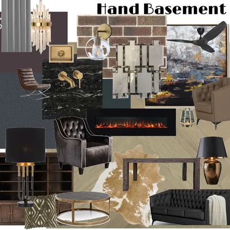 Masculine Modern Transitional Basement Interior Design Mood Board by MaggieLou on Style Sourcebook