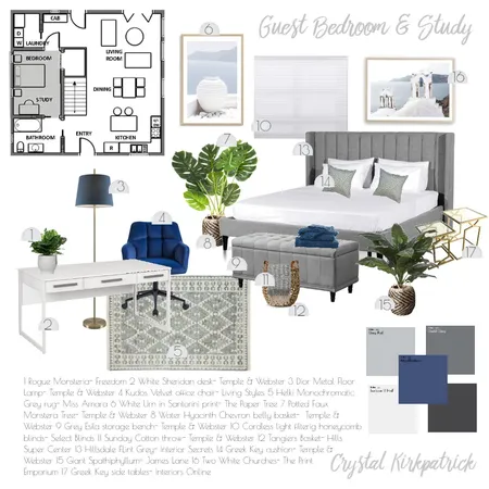 Guest Bedroom & Study Interior Design Mood Board by crystal.kirkpatrick on Style Sourcebook
