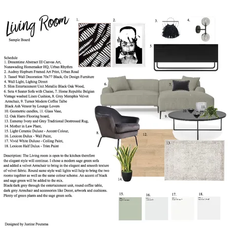 Living Room Sample Board Interior Design Mood Board by Justine P on Style Sourcebook