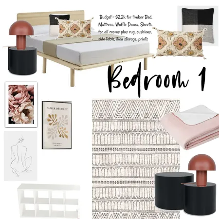 Bedroom 1 - Black & White w Pink Interior Design Mood Board by jack_garbutt on Style Sourcebook