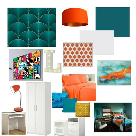 TEEN turquoise and orange Interior Design Mood Board by kellyk on Style Sourcebook