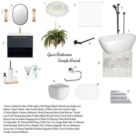 Guest Bathroom Interior Design Mood Board by Getrude K on Style Sourcebook