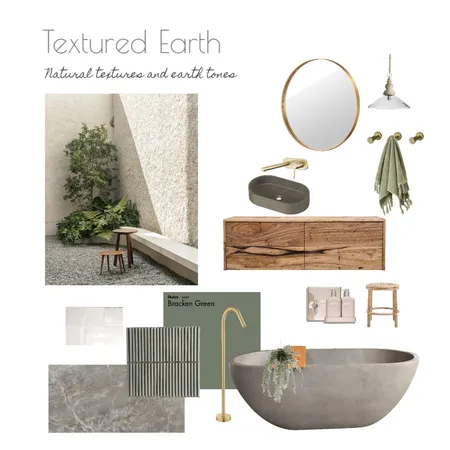 Textured Earth Bathroom Interior Design Mood Board by Sharna Seymour on Style Sourcebook