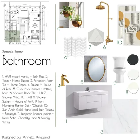 IDI - Module 9 - Bathroom Sample Board Interior Design Mood Board by AnnetteW on Style Sourcebook