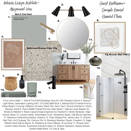 IDI-M9 Guest Bathroom Sample Board Interior Design Mood Board by AmeliaRose on Style Sourcebook