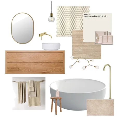 Bathroom with raw materials Interior Design Mood Board by Masie Interiors on Style Sourcebook