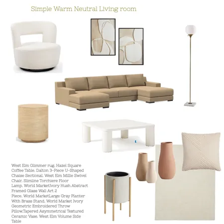 Simple Neutral Balanced Earthy Living Room Interior Design Mood Board by Ryma on Style Sourcebook