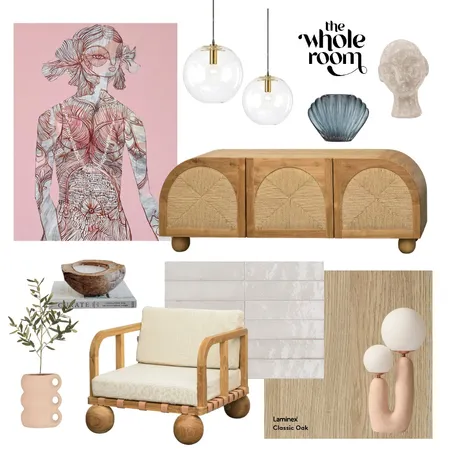 Kitchen Living Room Pink and Blue Interior Design Mood Board by The Whole Room on Style Sourcebook