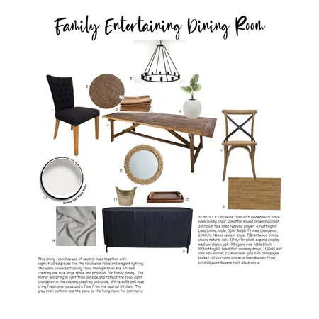 Family entertaining dining room Interior Design Mood Board by BrookeMcKayInteriors on Style Sourcebook