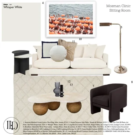 Mosman Clinic _ Sitting Room Interior Design Mood Board by LAIDBACK LEE DESIGN STUDIO on Style Sourcebook