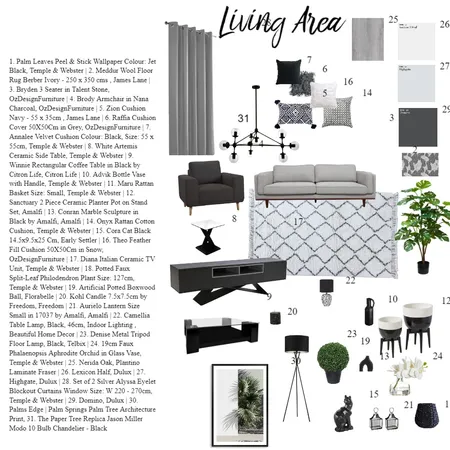 Living Area Interior Design Mood Board by serap aksu on Style Sourcebook