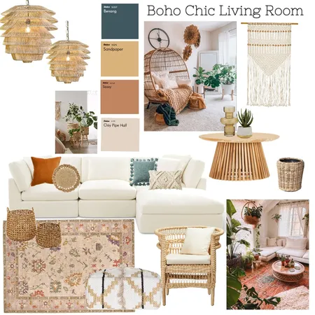 Boho Chic Living Room Interior Design Mood Board by ekiely on Style Sourcebook