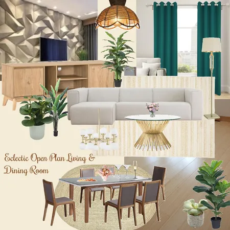 Eclectic Living & Dining Room Inspiration Board Interior Design Mood Board by Naomi on Style Sourcebook