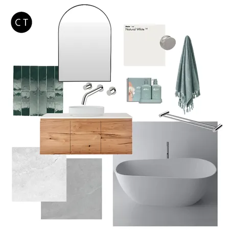 Emerald Ensuite Brushed Chrome Interior Design Mood Board by Carly Thorsen Interior Design on Style Sourcebook