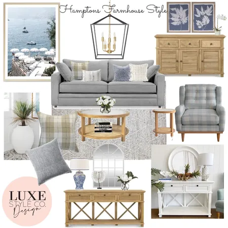 Hamptons Farmhouse Living Room Interior Design Mood Board by Luxe Style Co. on Style Sourcebook