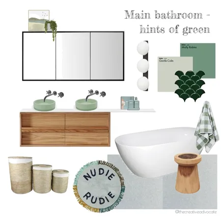 Main bathroom (hints of green) Interior Design Mood Board by The Creative Advocate on Style Sourcebook
