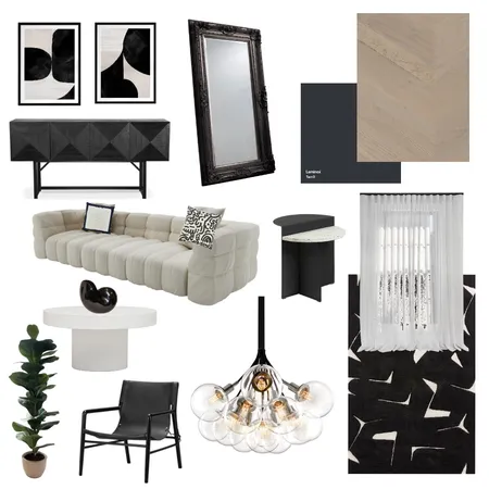 Black White Lux Living Interior Design Mood Board by msjessicachase on Style Sourcebook