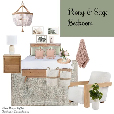 Sage and Peony Bedroom Interior Design Mood Board by Julia Johnston on Style Sourcebook