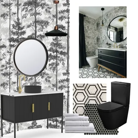 contemporary B&W Powder room Interior Design Mood Board by Lucey Lane Interiors on Style Sourcebook