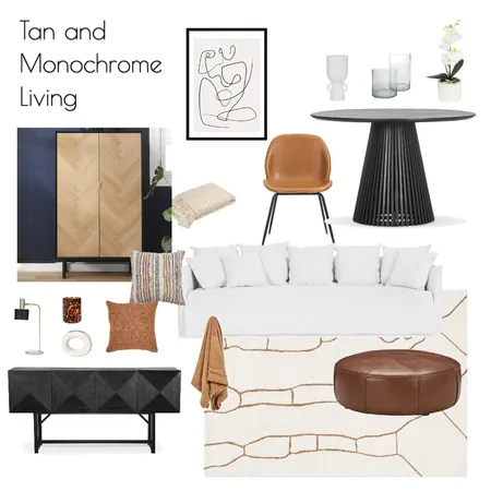 Tan and Monochrome Living Interior Design Mood Board by Laura Goodwin Creative on Style Sourcebook