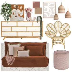 Boho Lounge Pink and Cane Interior Design Mood Board by E_M_DesignStudio on Style Sourcebook