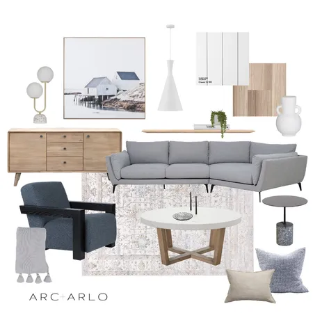 Modern Living Room Interior Design Mood Board by Arc and Arlo on Style Sourcebook