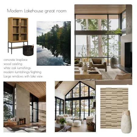 Modern Lake house Great room Interior Design Mood Board by leighnav on Style Sourcebook