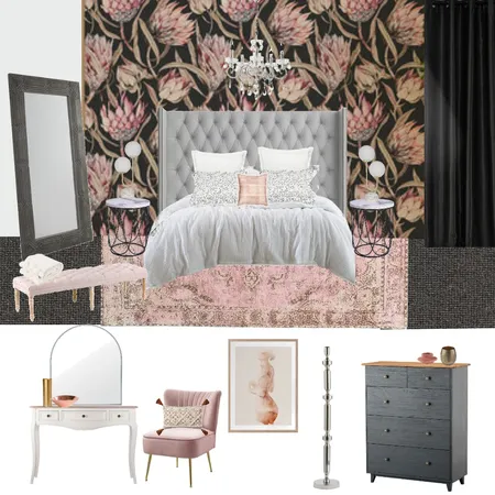 Blk & Pnk Bdroom Interior Design Mood Board by Aesthetically Speaking Amy on Style Sourcebook