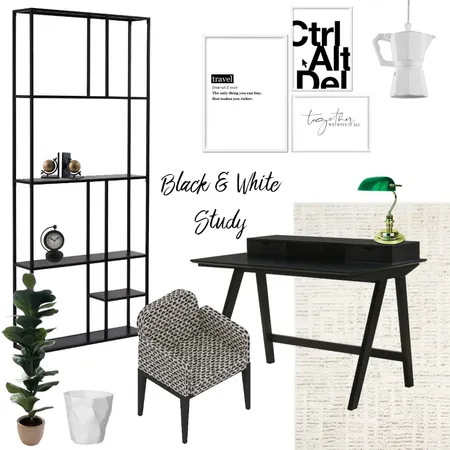 Black & White Study Interior Design Mood Board by Alessia Malara on Style Sourcebook
