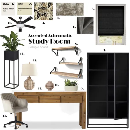 Accented Achromatic Study Room 2 Interior Design Mood Board by Chane Chantal on Style Sourcebook