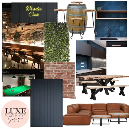 Tradie Cave Interior Design Mood Board by Luxe Style Co. on Style Sourcebook