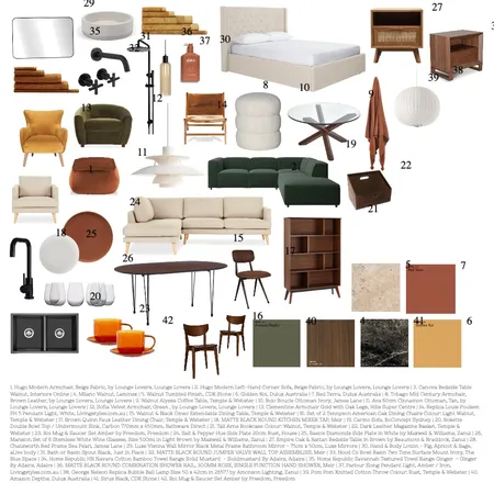 mid century modern hotel suite Interior Design Mood Board by leilanichallis on Style Sourcebook