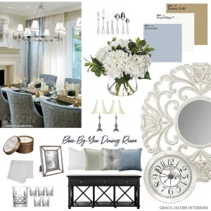 Blue-By-You Dining Room Interior Design Mood Board by Rose Valley Vintage on Style Sourcebook