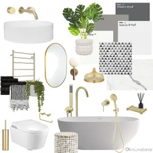 Gold, Black and White Bathroom Interior Design Mood Board by kris_melanie on Style Sourcebook