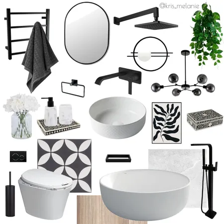 Black and White Bathroom Interior Design Mood Board by kris_melanie on Style Sourcebook