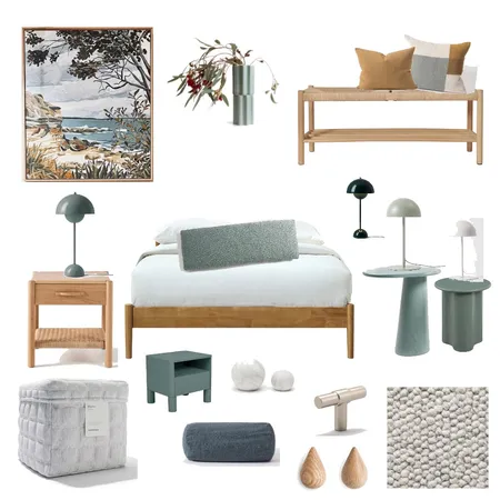 PostReno Bedroom Combined Interior Design Mood Board by amyclairejennings on Style Sourcebook