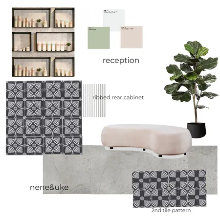 Black concrete tiled with black shelves Reception Interior Design Mood Board by nene&uke on Style Sourcebook
