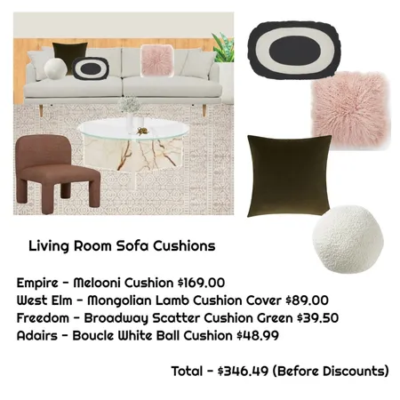 Sara and Emil Living Sofa Cushions Interior Design Mood Board by Katelyn Scanlan on Style Sourcebook