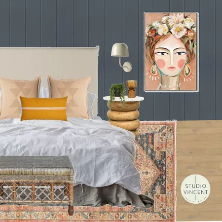 Cozy Bedroom HArdie Groove Salmon Interior Design Mood Board by Studio Vincent on Style Sourcebook