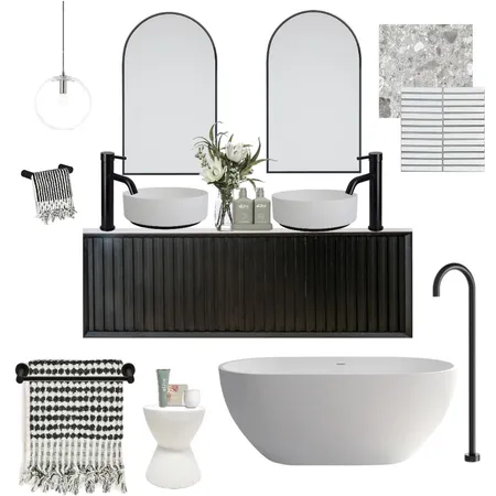 Monochrome Bathroom Design Interior Design Mood Board by BY STEPHANIE INTERIORS on Style Sourcebook