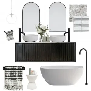 Monochrome Bathroom Design Interior Design Mood Board by STEPH PROPERTY STYLIST 〰 on Style Sourcebook