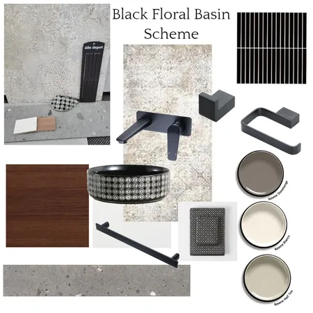 Black Floral Basin Scheme Interior Design Mood Board by JJID Interiors on Style Sourcebook