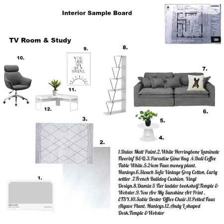 TV Room &Study Interior Design Mood Board by Dawn Holton on Style Sourcebook