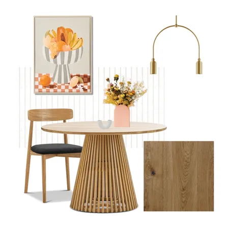 Gold & Warm Oak Dining Room Interior Design Mood Board by L3 Home on Style Sourcebook