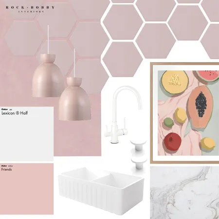 pink and peachy kitchen Interior Design Mood Board by ameliarogers on Style Sourcebook