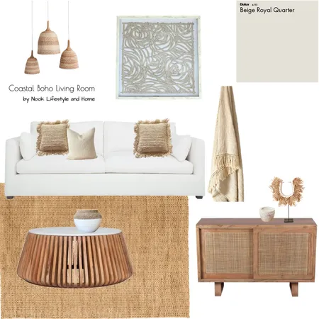 Coastal Boho Living Room Interior Design Mood Board by Nook Lifestyle and Home on Style Sourcebook