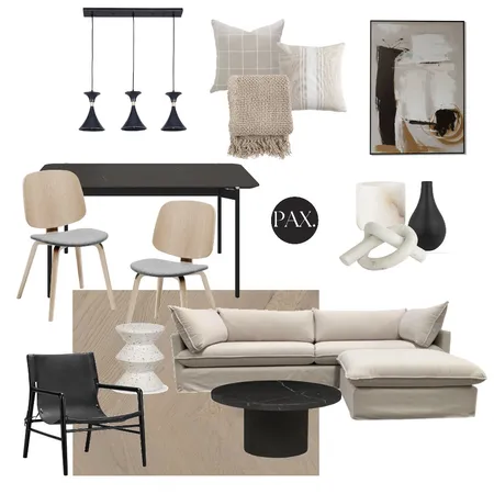 Neutral & Black Living & Dining Interior Design Mood Board by PAX Interior Design on Style Sourcebook