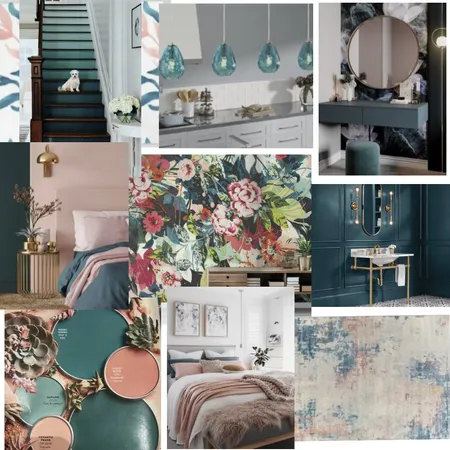 Teal and Peach Monochromatic Interior Design Mood Board by KristinH on Style Sourcebook